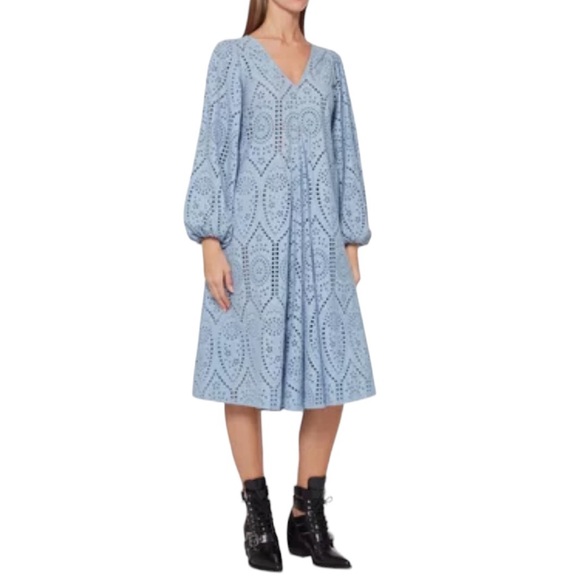 Ganni Dresses & Skirts - GANNI Broderie Anglaise eyelet lace midi dress Size 34 excellent condition